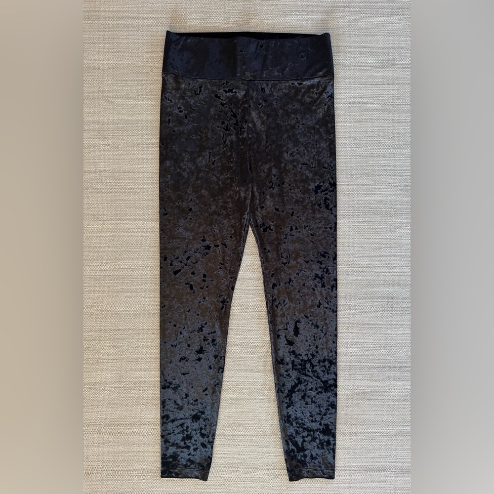 Lou & Grey black velour velvet stretch high waist leggings women’s‎ size M